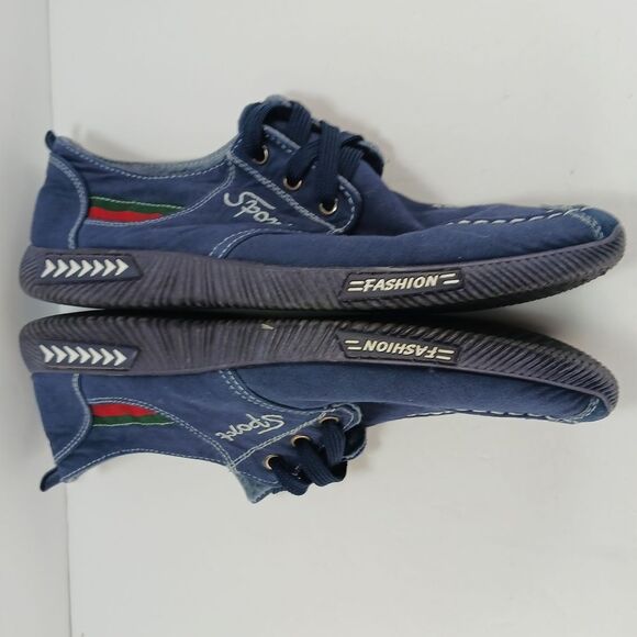 NWOT Men's Navy Blue Canvas Lace-Up Casual Shoes, Sport Fashion Sneakers 10 - Picture 10 of 13